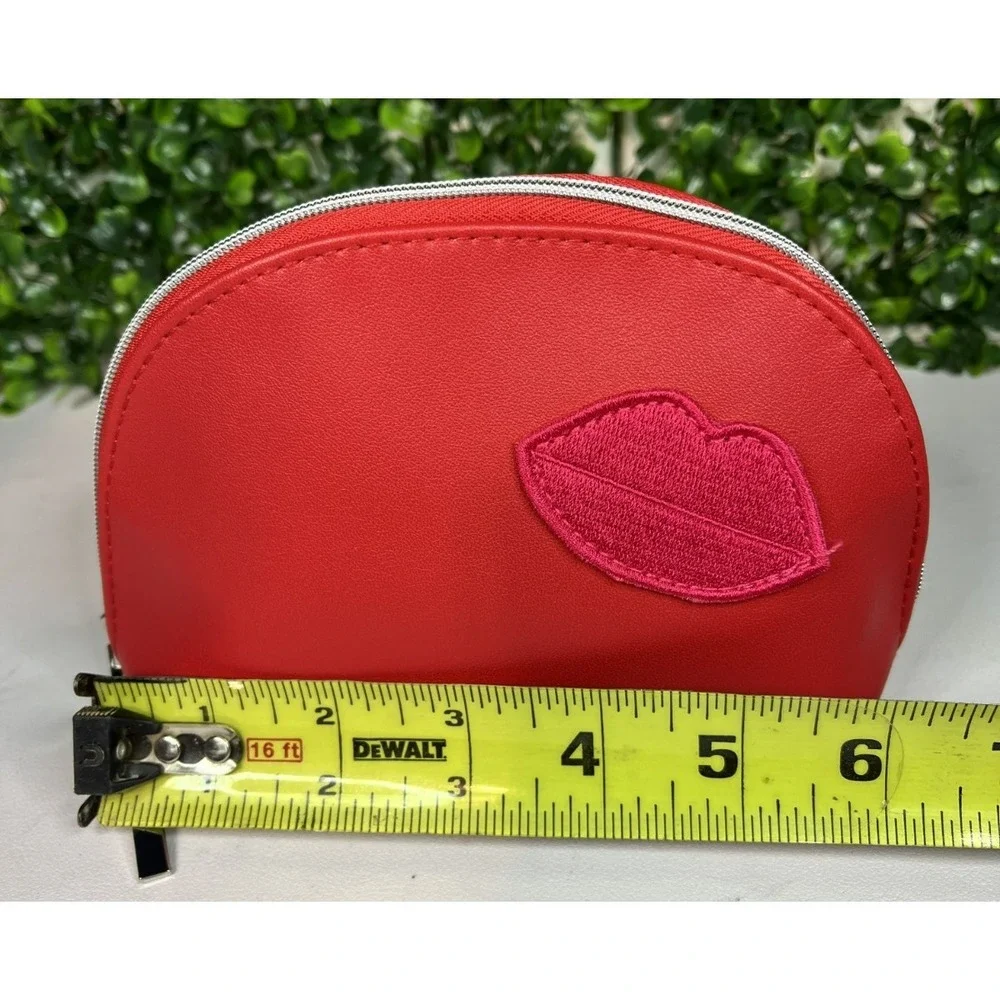 Lancome RED Lips Kiss Bag Zip Around Cosmetic Makeup Travel Case - NEW